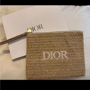 Dior Raffia BEAUTY VIP GWP Beige Woven Wristlet